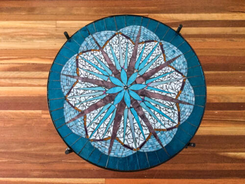 Blue mosaic table by Amayz Mosaics Sunshine Coast